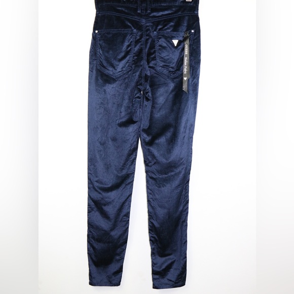 Guess 1981 Skinny High-Rise Velvet Pants Women’s Size 26 Navy Blue NWT - Picture 3 of 9